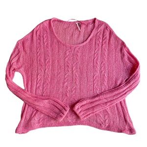 Free People Angel Soft Pointelle Pullover Sweater Pink XL